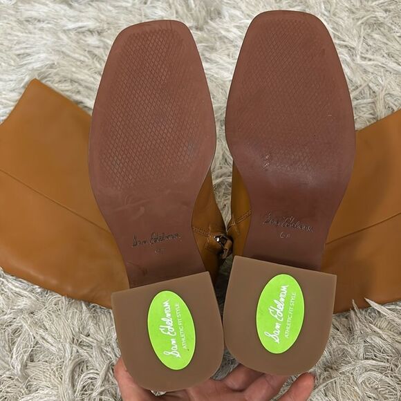 NWOB Sam Edelman Wade Wide Calf Leather Knee-High Boots in Caramel $250 size 6.5 - Picture 11 of 12